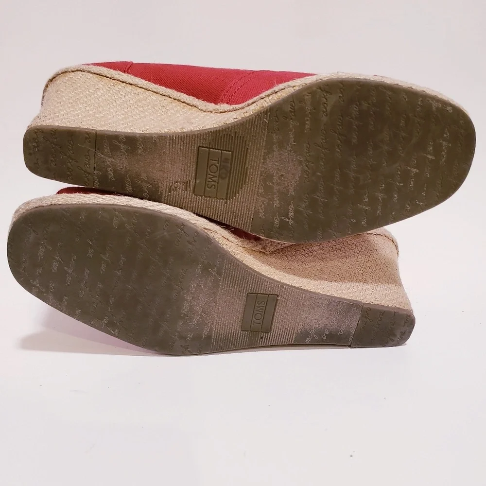 Toms classic Crosshatch Women's Wedges pump sandals 9.5 Red